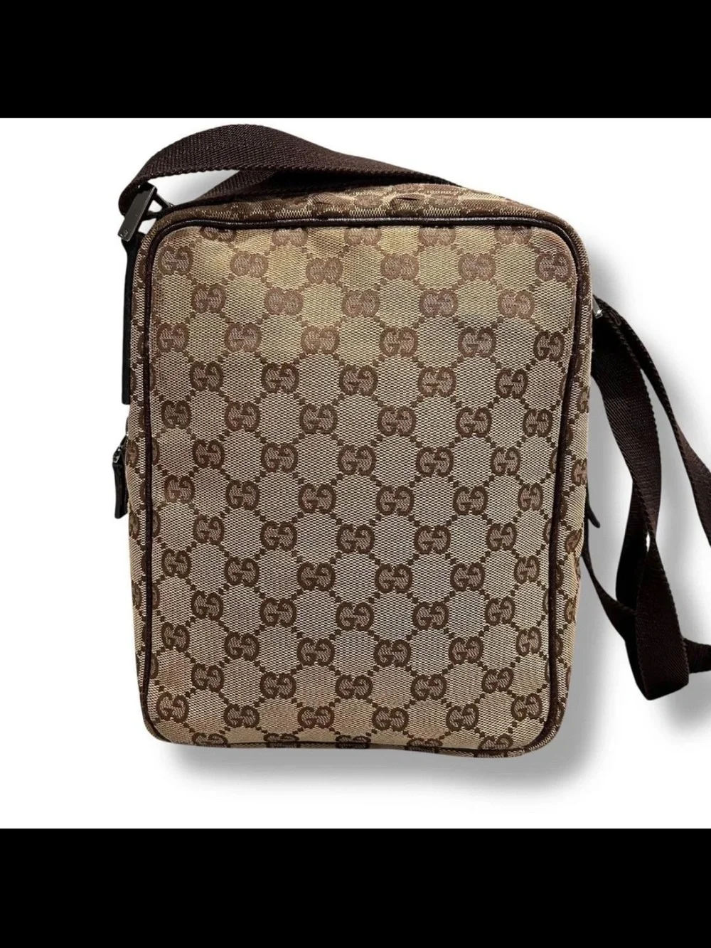 Gucci Beige & Brown GG Canvas Messenger Bag for Men